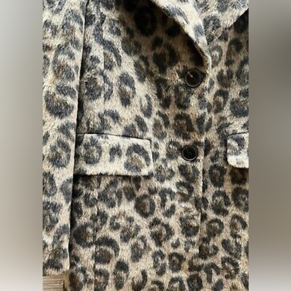 Leopard Print Wool Blend Coat Camel Leopard Coat … - image 5